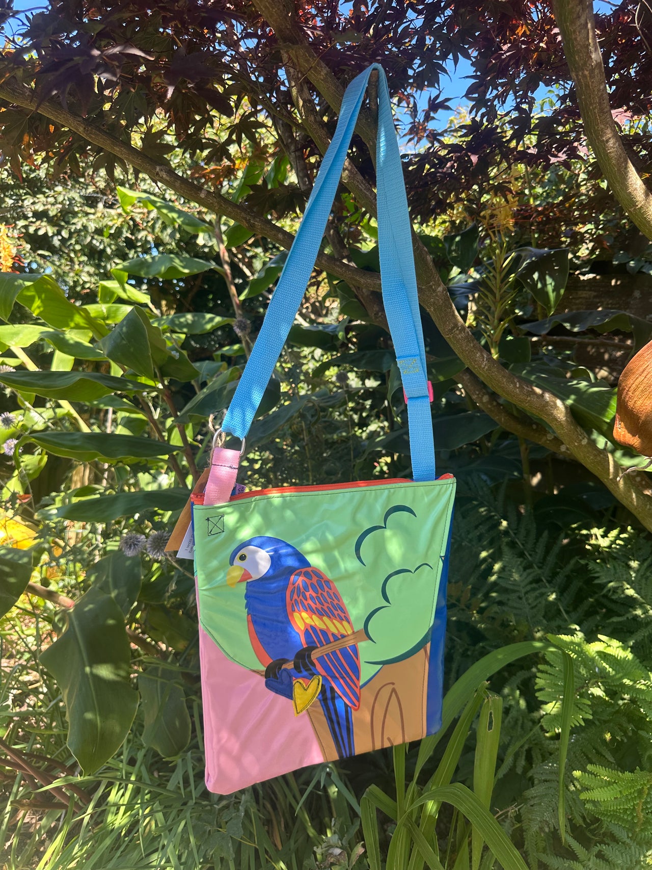 I used to be Offcuts of Canopy and Inflatable  - Cross Body Bag - Parrot pattern