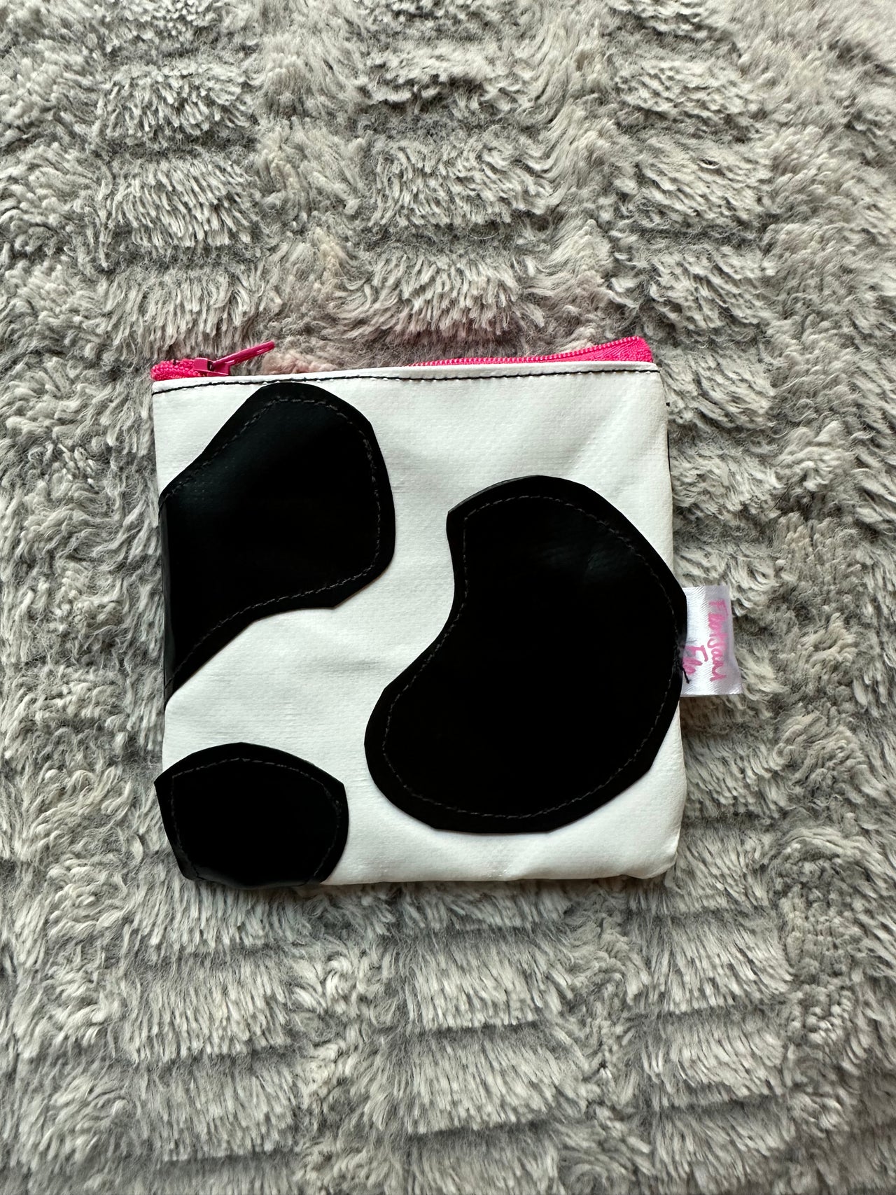 I used to be Offcuts of Plastic Canopy Cow Print  - Pink zip Coin purse (a little wonky!)