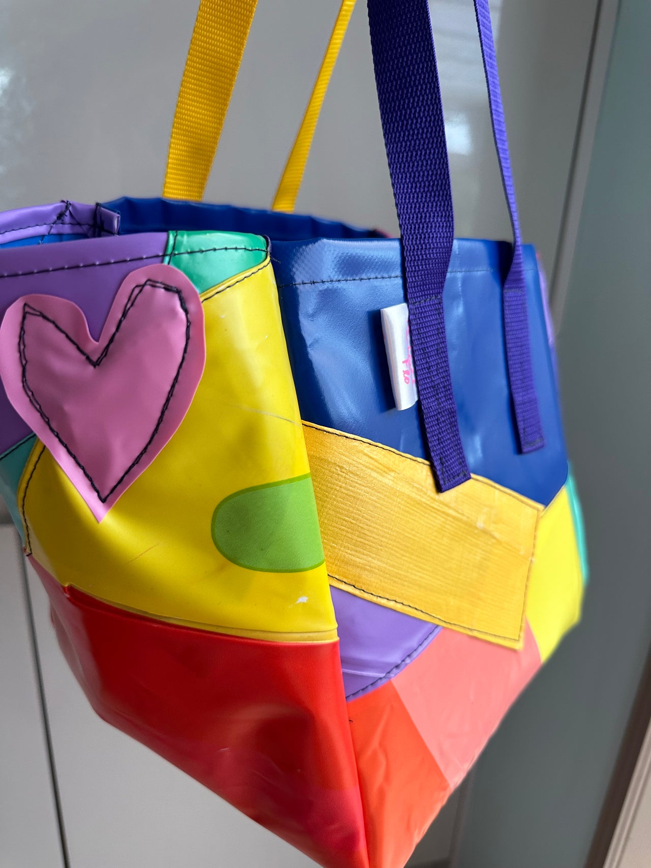 I used to be a Banner, Inflatable and Off cuts of Canopy - Larger Upcycled Rainbow Lunch Bag