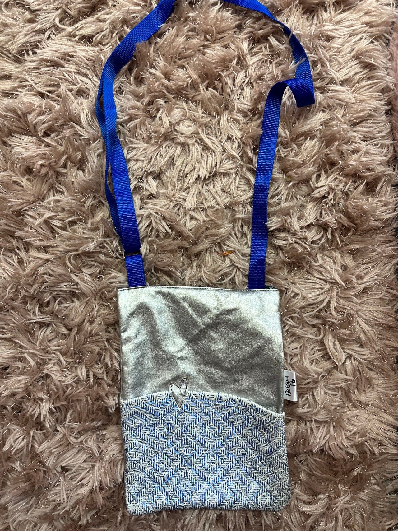 I used to be Plastic based fabric and Silver Faux Leather - Cross body bag