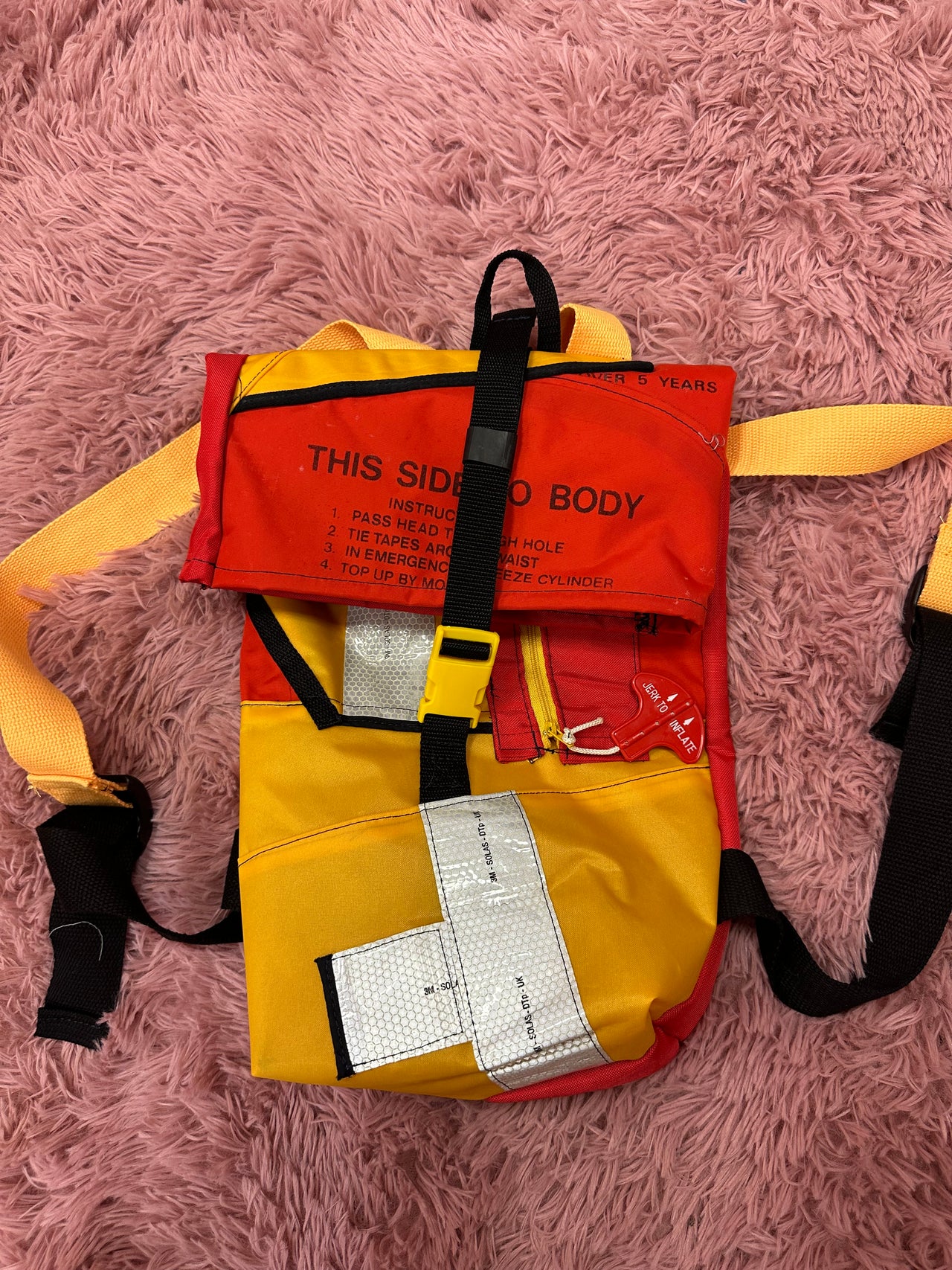 I used to be a Life Jacket and Plastic Fabric Offcuts  - Smaller Backpack