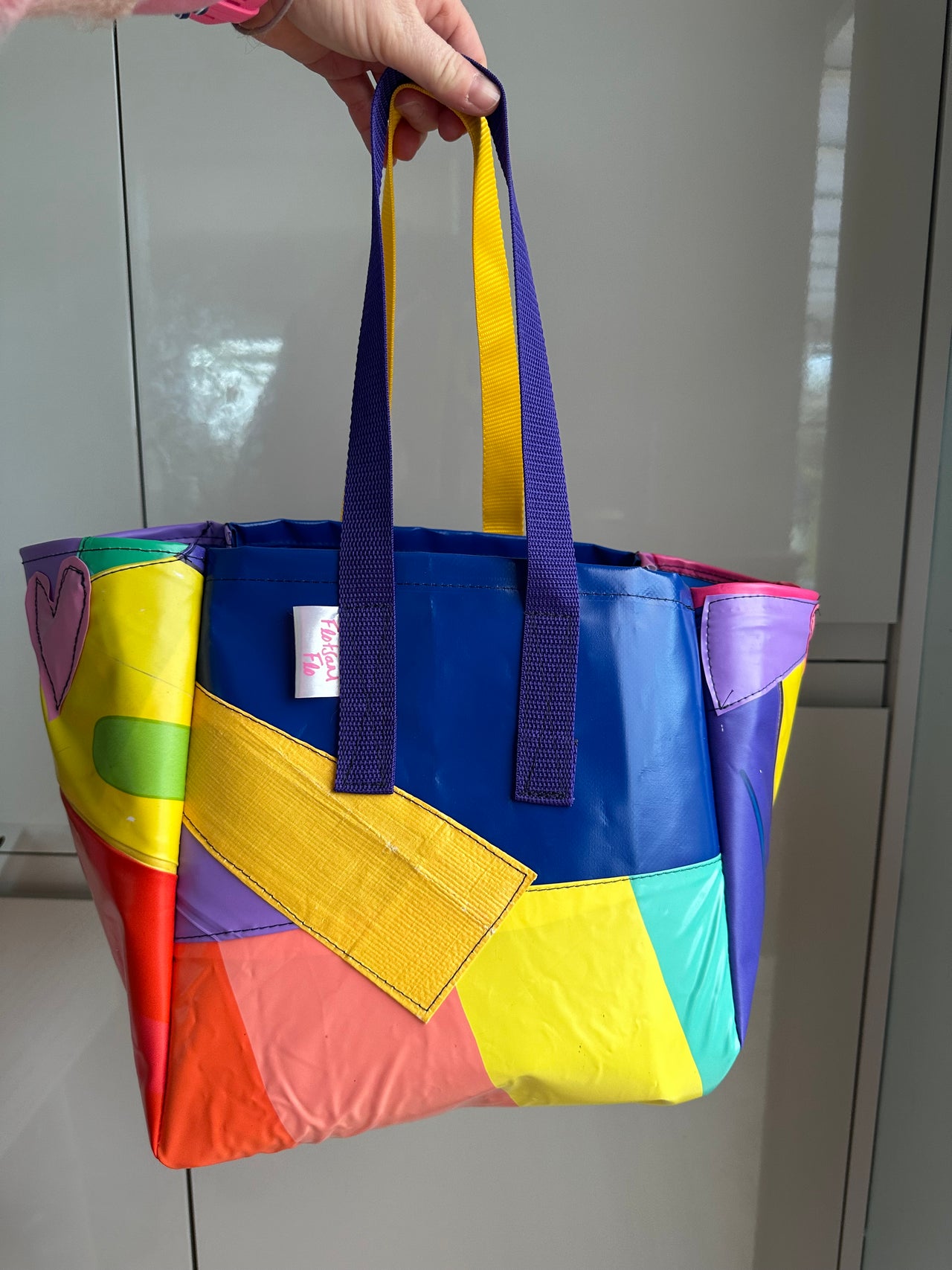 I used to be a Banner, Inflatable and Off cuts of Canopy - Larger Upcycled Rainbow Lunch Bag