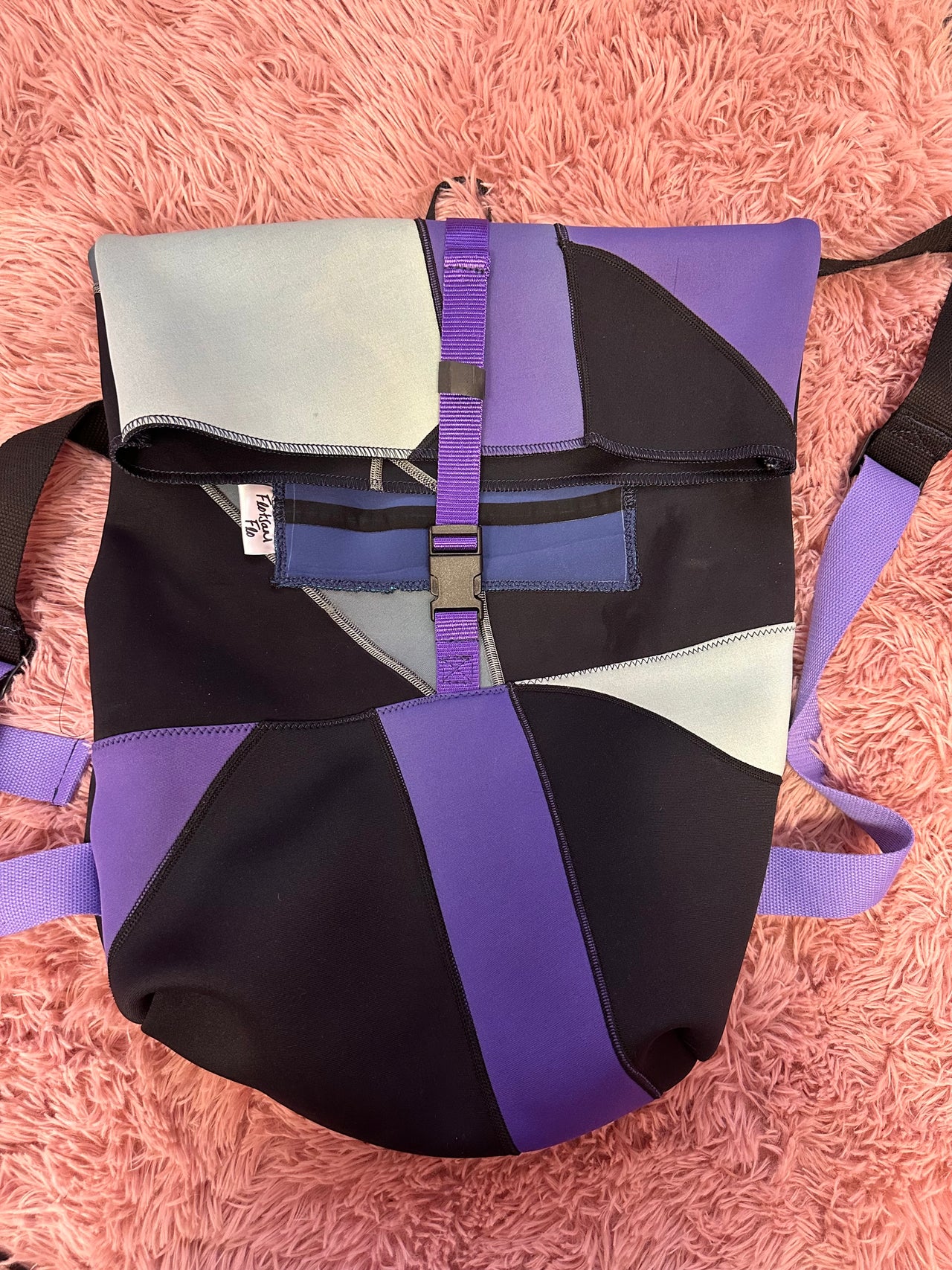 I used to be a Broken Wetsuit and Punctured Inner Tube - Upcycled Backpack