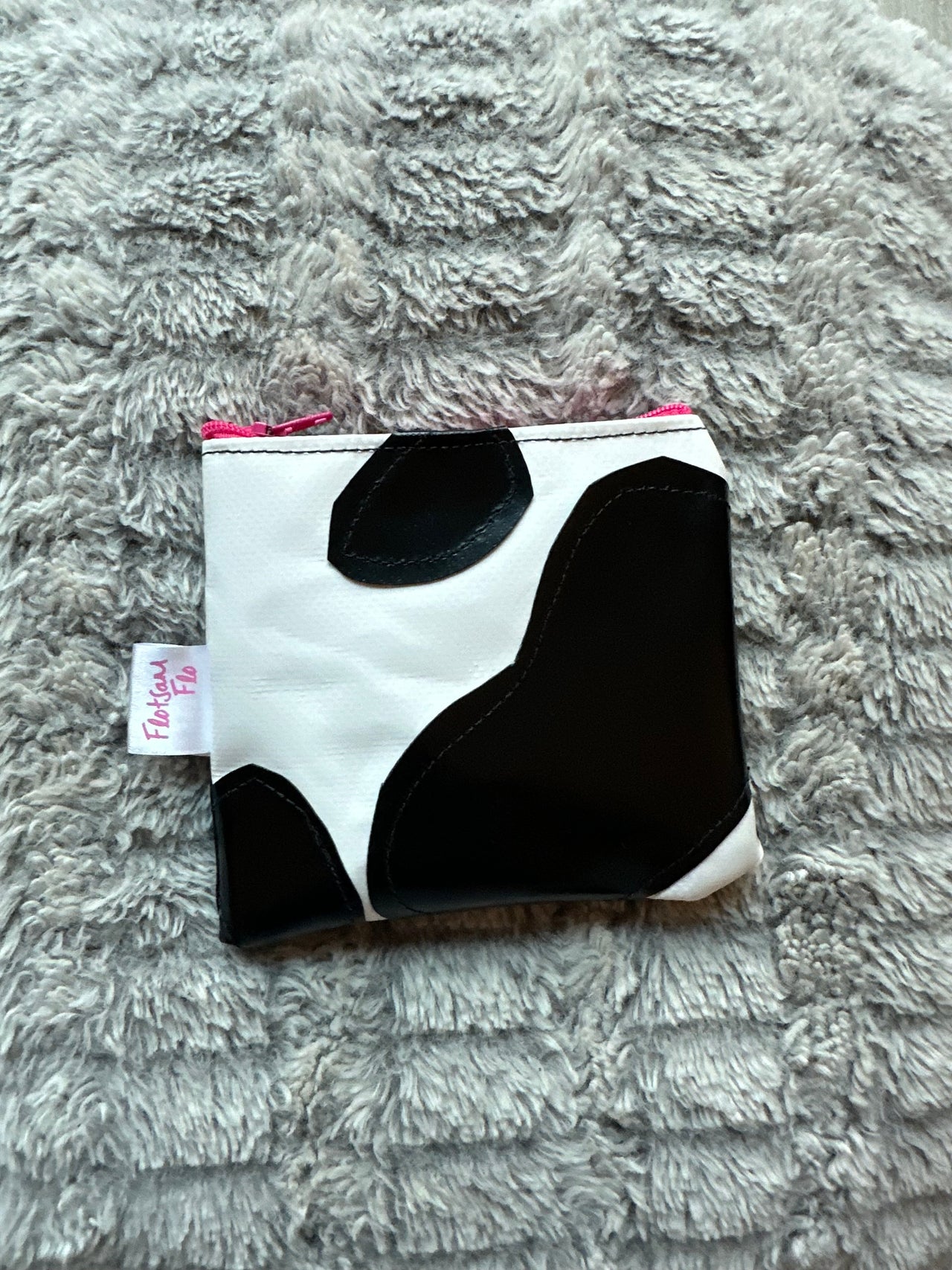 I used to be Offcuts of Plastic Canopy Cow Print  - Pink zip Coin purse (a little wonky!)