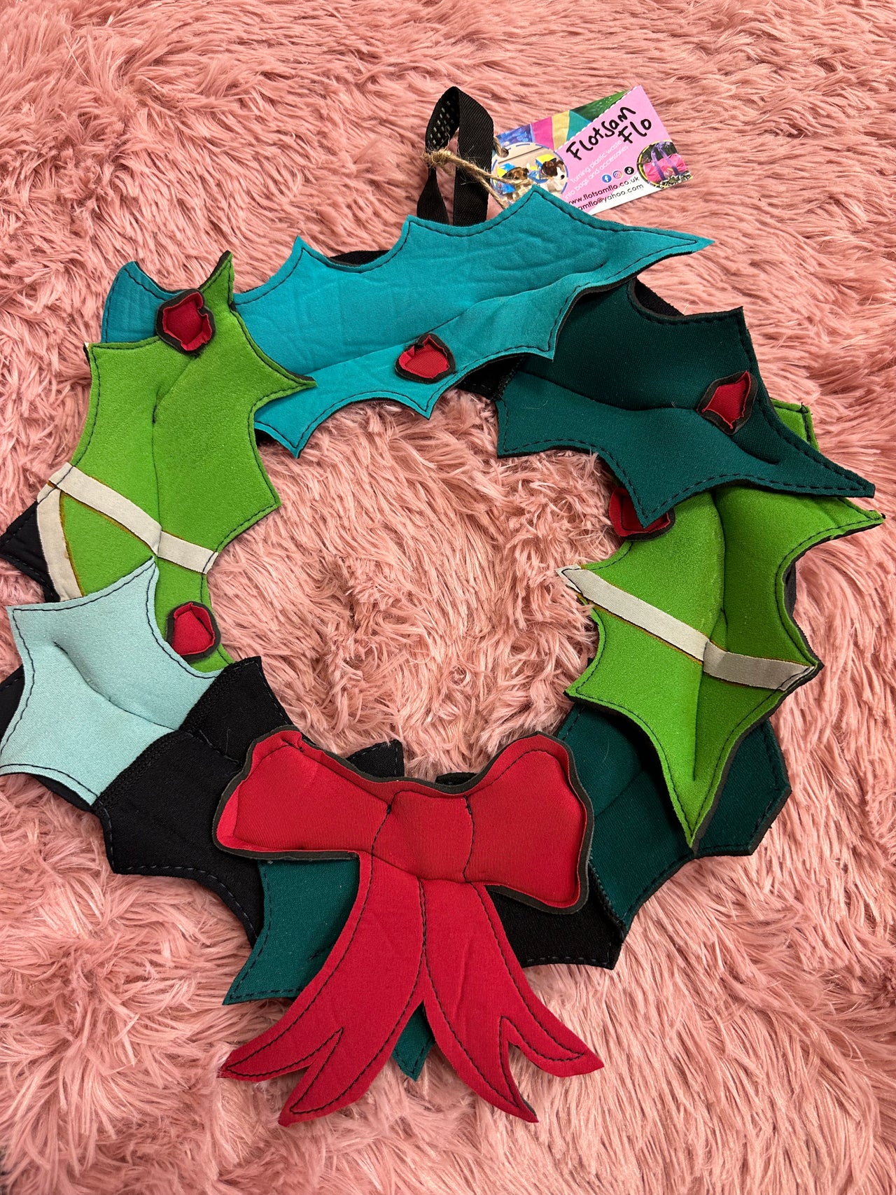 I used to be a Broken Wetsuit - Larger Christmas wreath Decoration - Handmade and Upcycled
