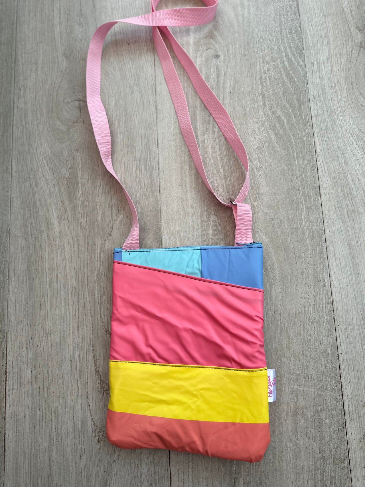 I used to be a Banner and Inflatable - Upcycled Rainbow colour Cross Body Bag