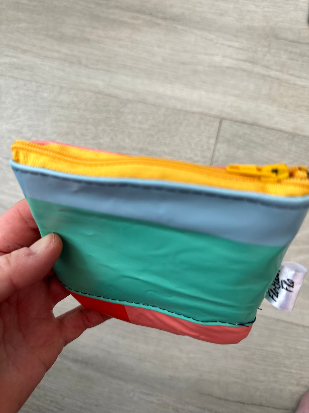 I used to be a Broken Inflatable and Banner - Upcycled Rainbow coloured Coin purse