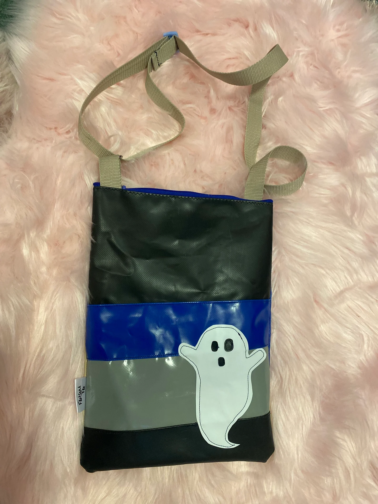 I used to be off cuts of canopies - Ghost crossbody bag - Halloween Limited edition - Handmade and Upcycled